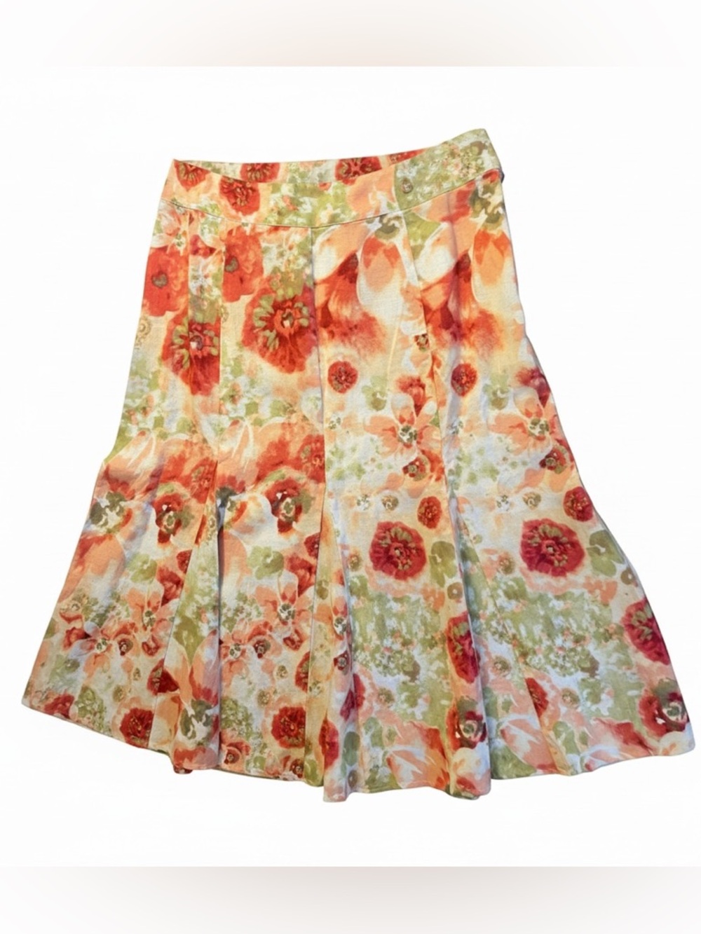 JM Collection linen floral a line skirt size 12 NWT